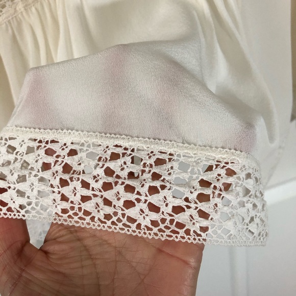 Rebecca Taylor Silk Lace Panel Blouse Size 8 - Picture 5 of 8